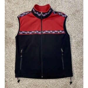 Copper River Fleece Kodiak Vest Men’s M Black Red Salmon Trim Alaska USA